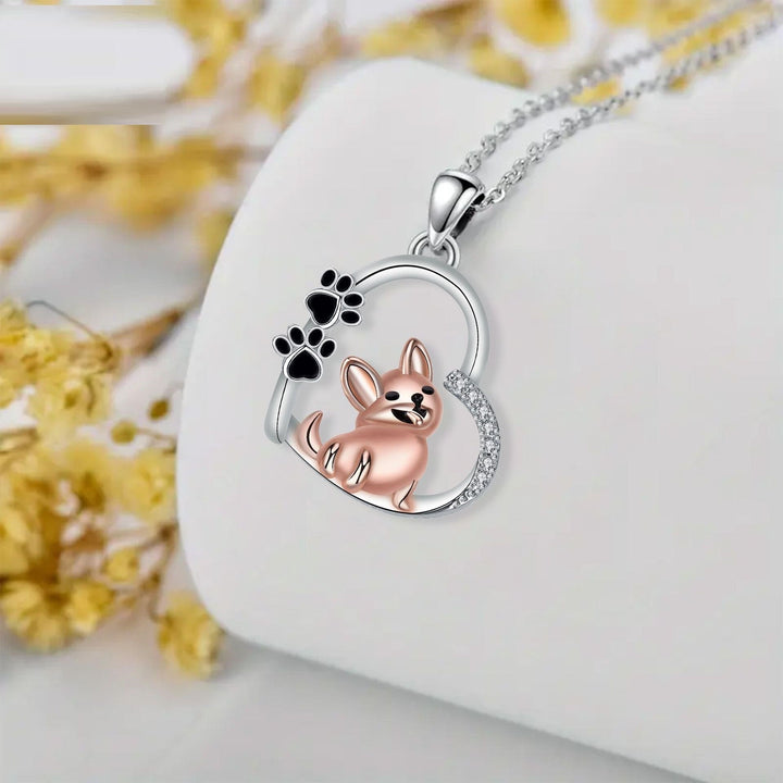 Silver & Rose Gold Necklace Galway with Dog