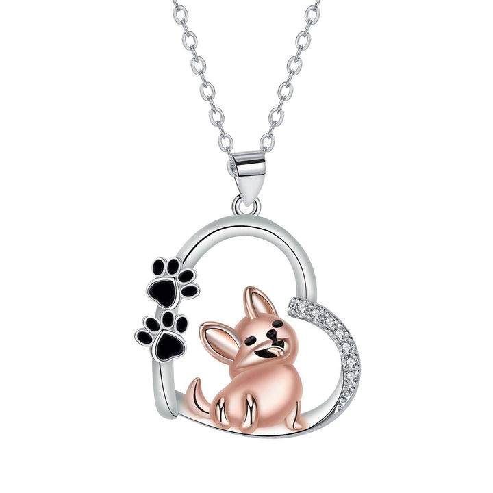 Silver & Rose Gold Necklace Galway with Dog