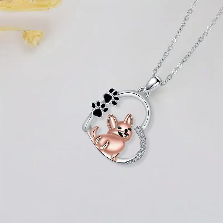 Silver & Rose Gold Necklace Galway with Dog