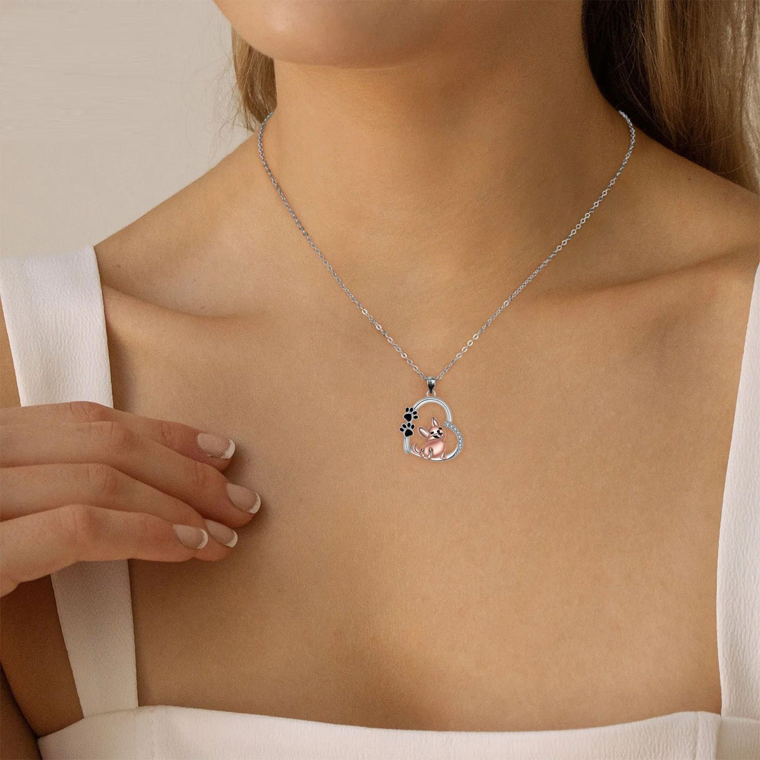 Silver & Rose Gold Necklace Galway with Dog