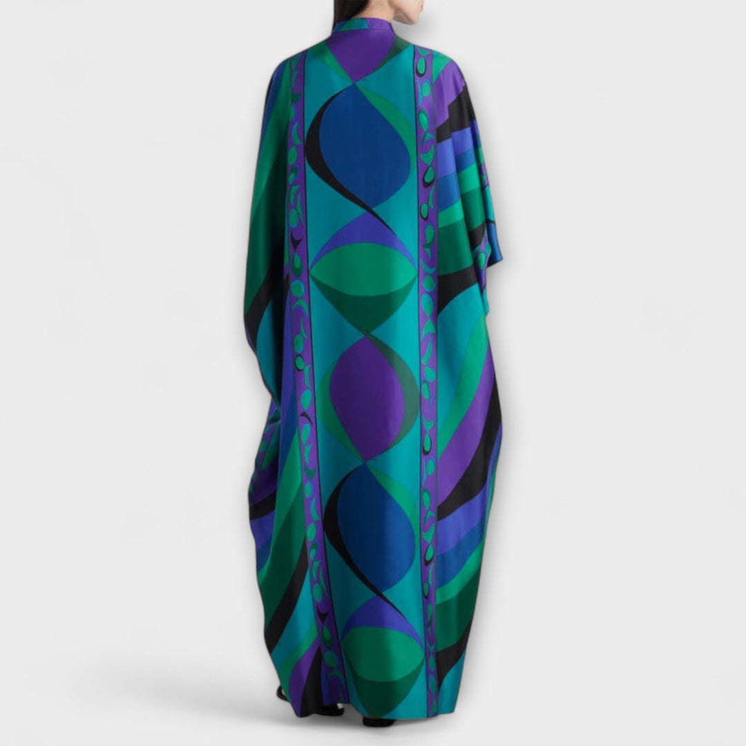 Harper - Bunter psychedelischer Satin-Kaftan