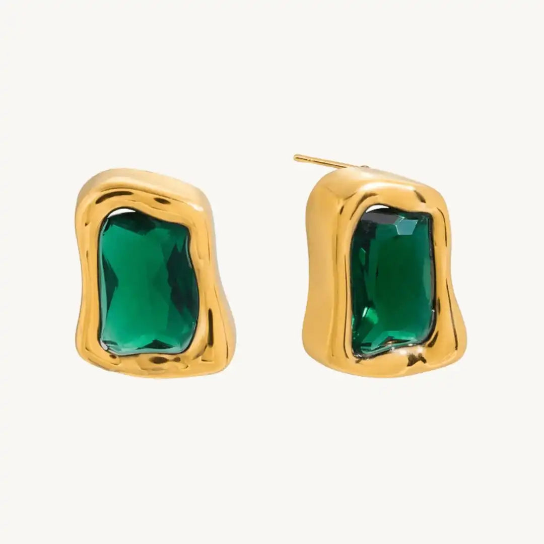 Gold Stud Earrings Clíona with Zirconia