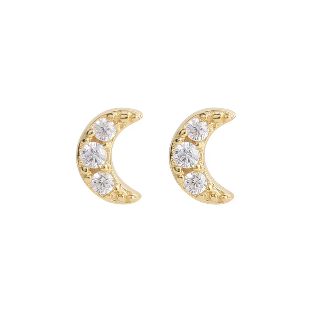 Gold Celestial Drop Earrings Aoife with Star and Moon