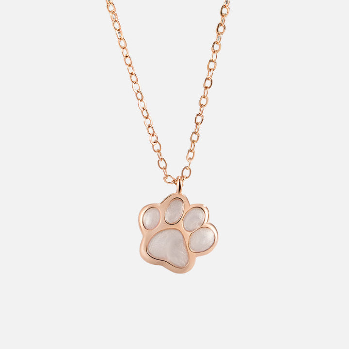 Rose Gold Necklace Áine with Mother-of-Pearl Paw Print