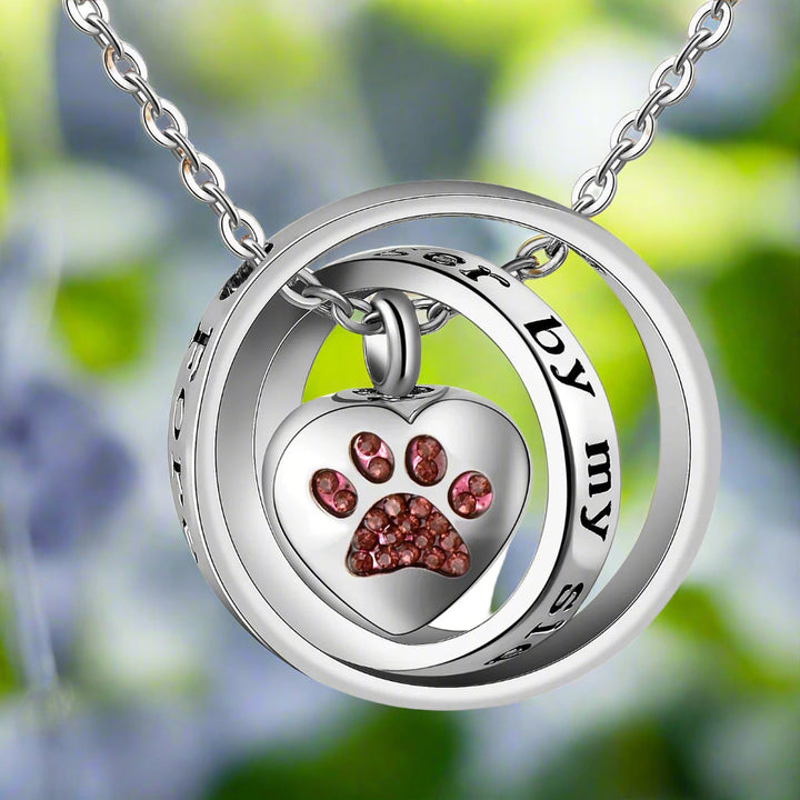 Stainless Steel Necklace Caoimhe with Paw Print Heart