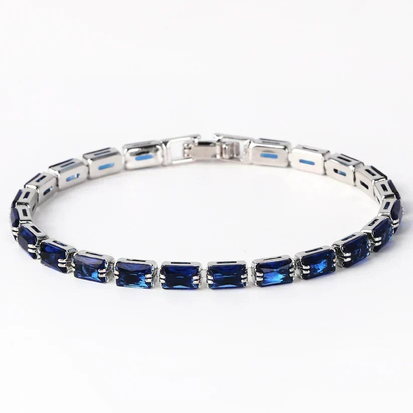 Silver Beaded Bracelet Ciara with Sapphire