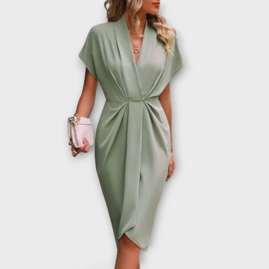 Serena - Schwarzes Midi-Wickelkleid
