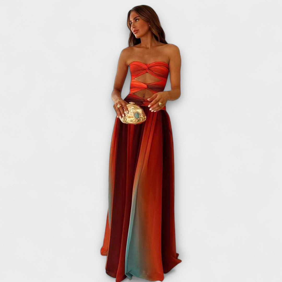 Laney - Buntes trägerloses Maxikleid