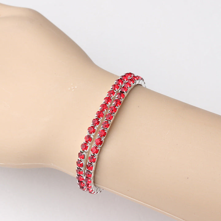 Silver Tennis Bracelet Emer with Ruby Stones
