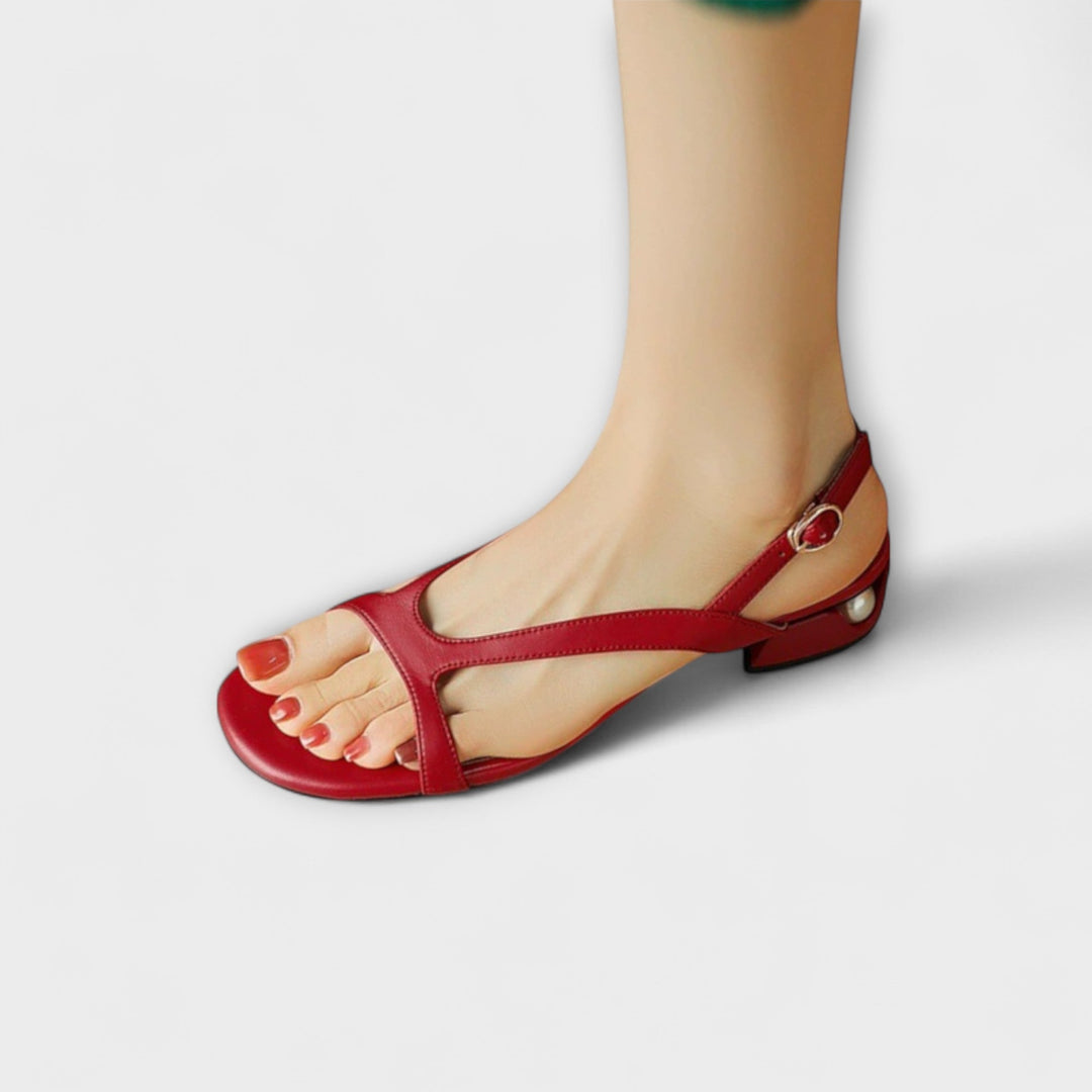 Elfrieda - Elegante Rote Flache Sandalen