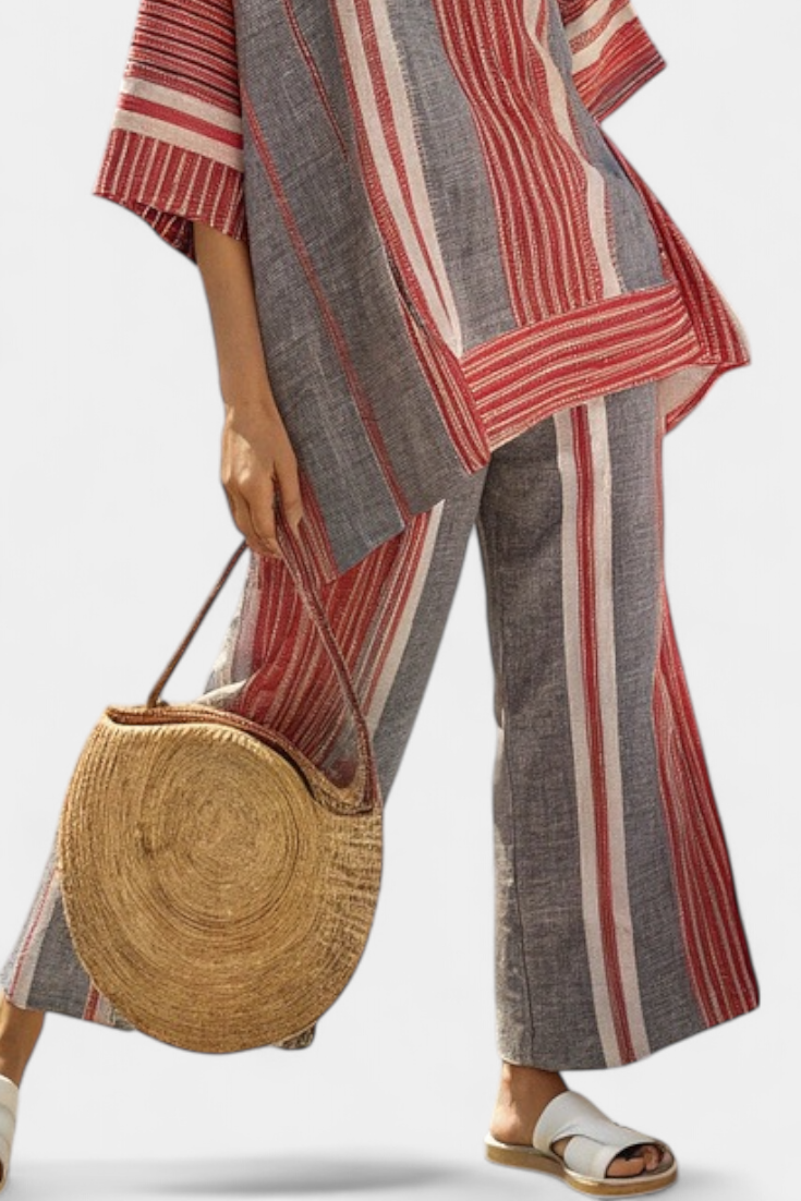 Matilde - Rot-graues Oversize-Set mit Streifen