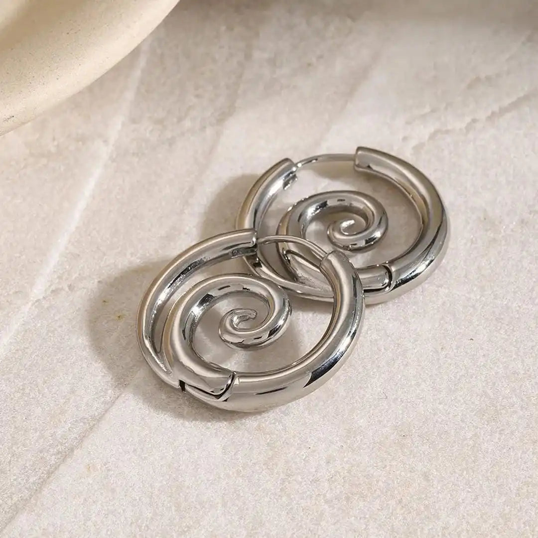 Gold Hoop Earrings Aisling with Spiral Design