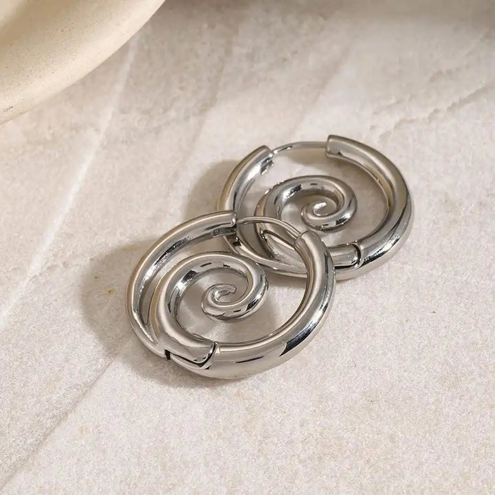 Gold Hoop Earrings Aisling with Spiral Design