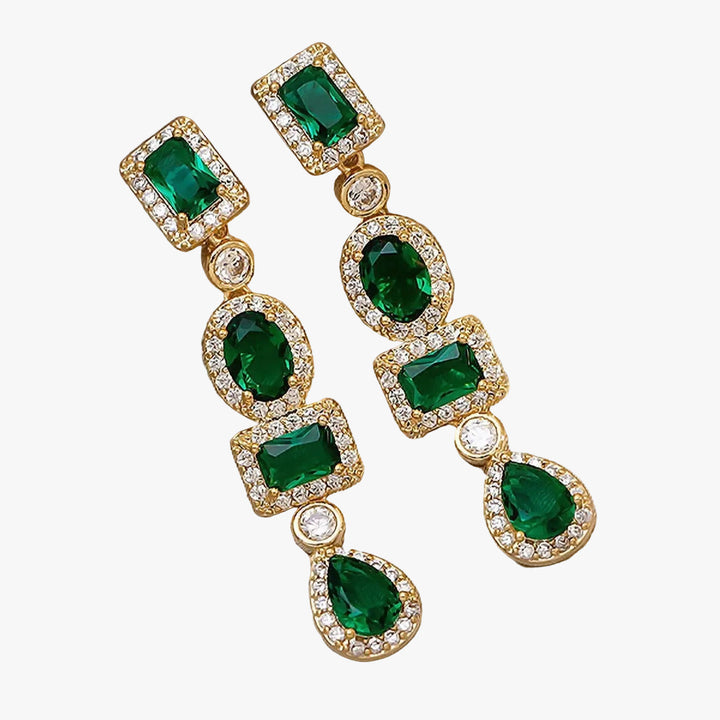 Gold Drop Earrings Niamh with Emerald