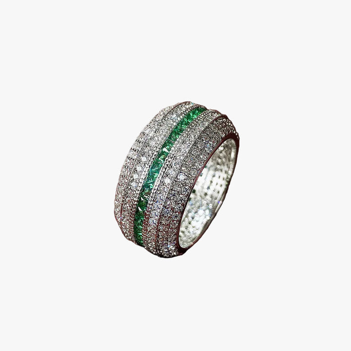 Silver Band Ring Aoibhinn with Emerald