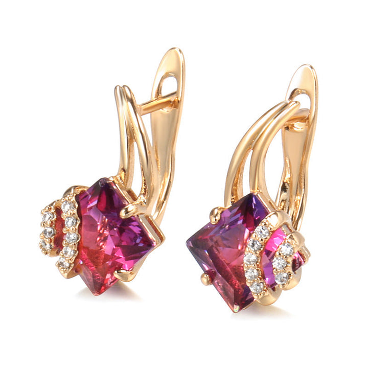 Gold Drop Earrings Órlaith with Red Crystal