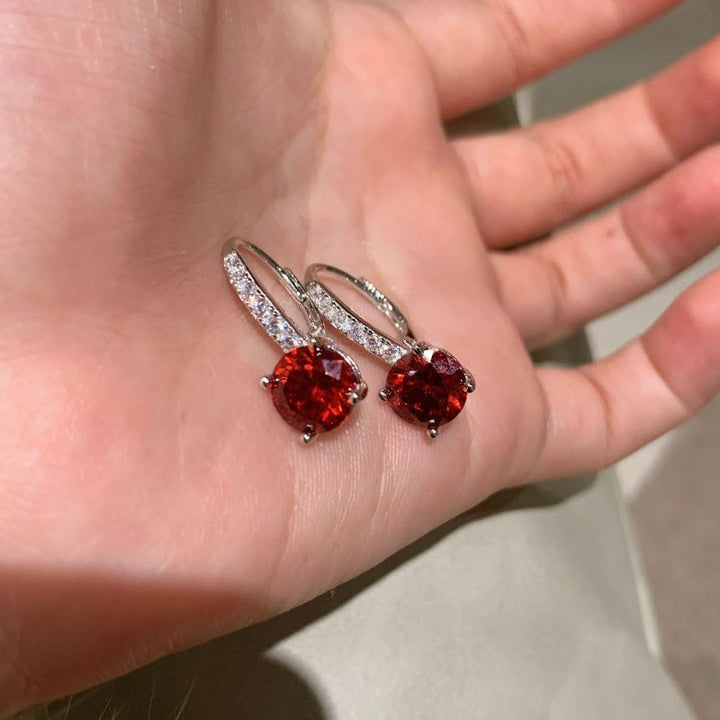 Silver Drop Earrings Eabha with Ruby