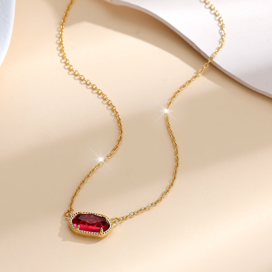 Gold Necklace Neasa with Ruby and Zirconia