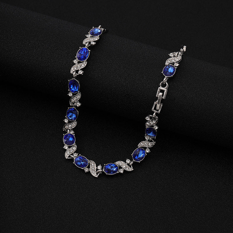 Silver Tennis Bracelet Saoirse with Sapphire