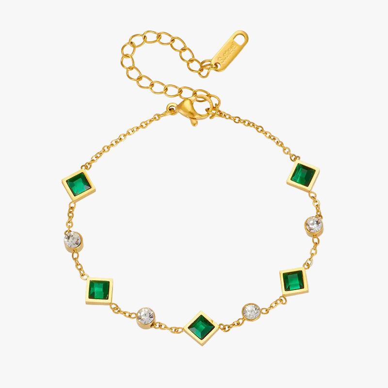 Gold Chain Bracelet Saoirse with Emerald