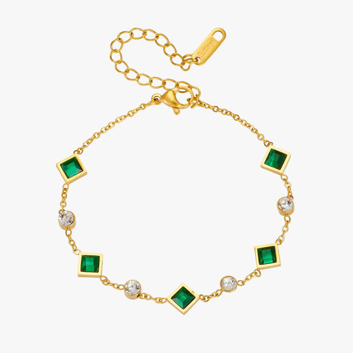 Gold Chain Bracelet Saoirse with Emerald