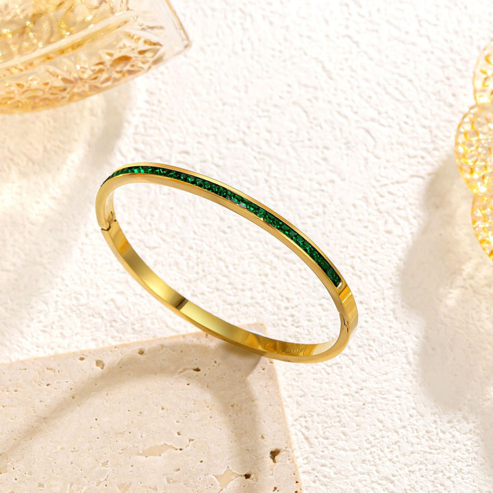 Gold Bangle Bracelet Deirdre with Emerald