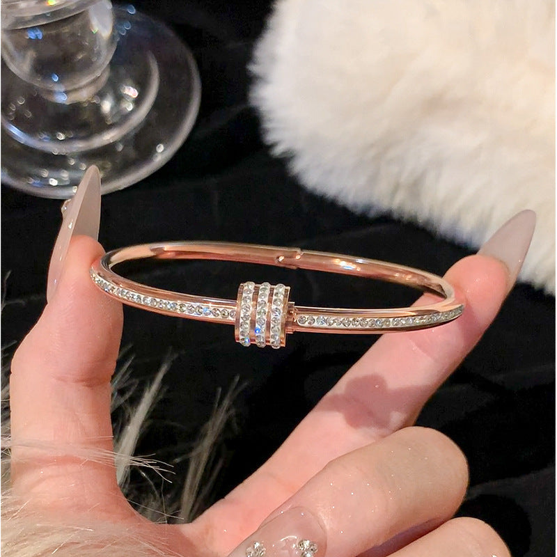 Rose Gold Bangle Aoibhinn with Crystals