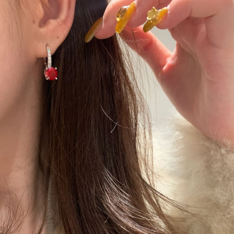 Silver Drop Earrings Eabha with Ruby