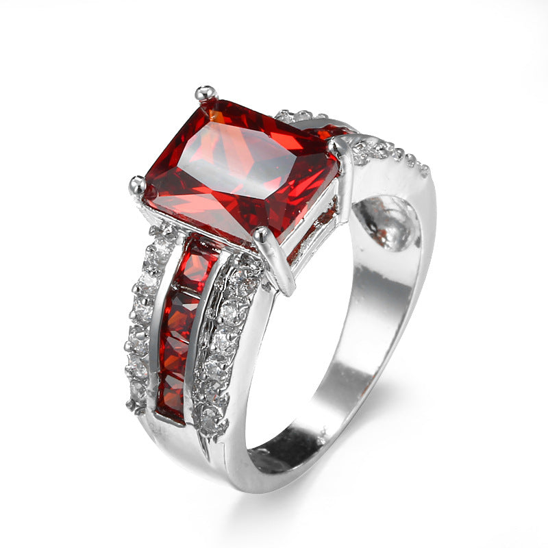 White Gold Ring Ciara with Ruby