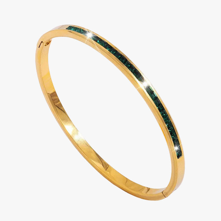 Gold Bangle Bracelet Deirdre with Emerald