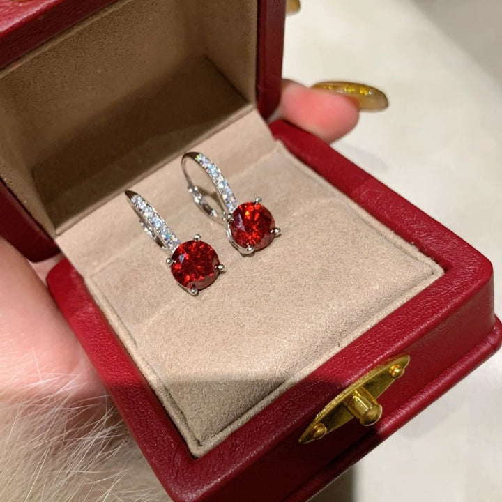 Silver Drop Earrings Eabha with Ruby