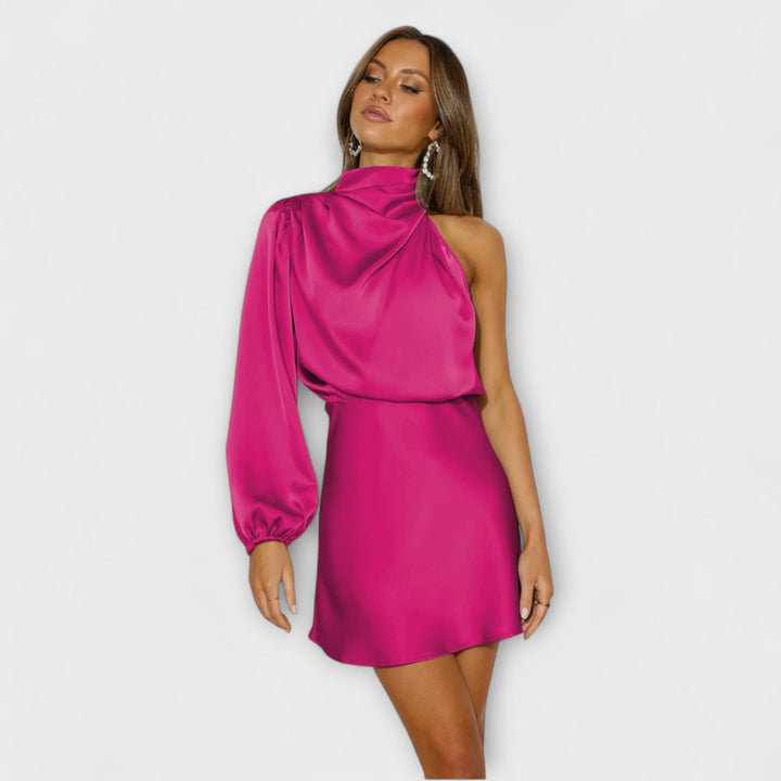 Mara - Pinkes Mini-Kleid mit Drapierung