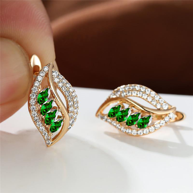 Gold Stud Earrings Aisling with Emerald