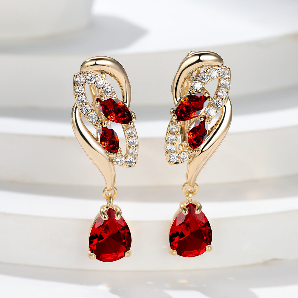 Gold Drop Earrings Aoibhinn with Ruby