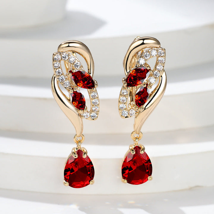 Gold Drop Earrings Aoibhinn with Ruby