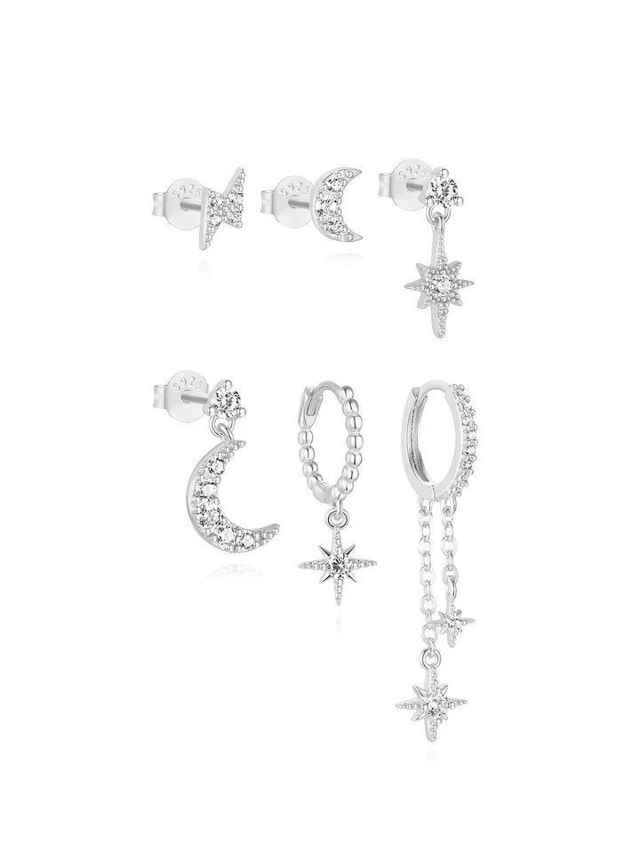 Gold Celestial Drop Earrings Aoife with Star and Moon