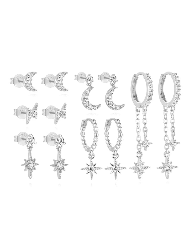 Gold Celestial Drop Earrings Aoife with Star and Moon