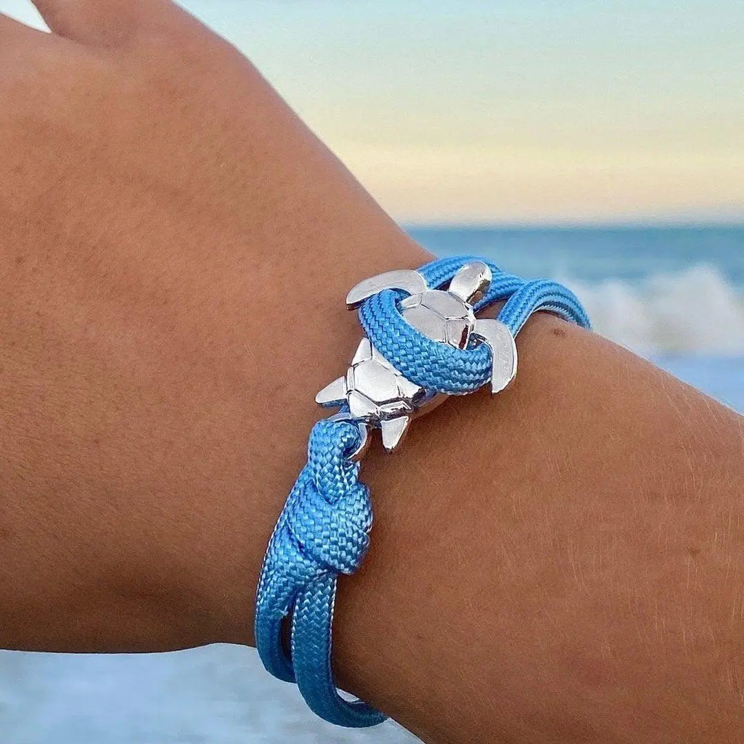 Silver Cord Bracelet Fionnuala with Sea Turtle
