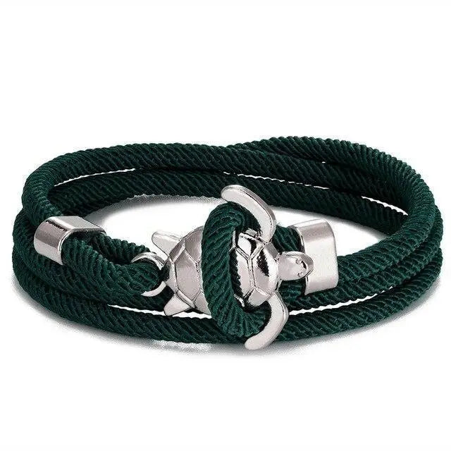 Silver Cord Bracelet Fionnuala with Sea Turtle