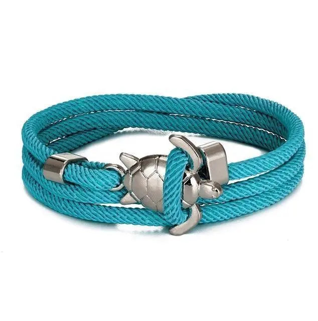 Silver Cord Bracelet Fionnuala with Sea Turtle