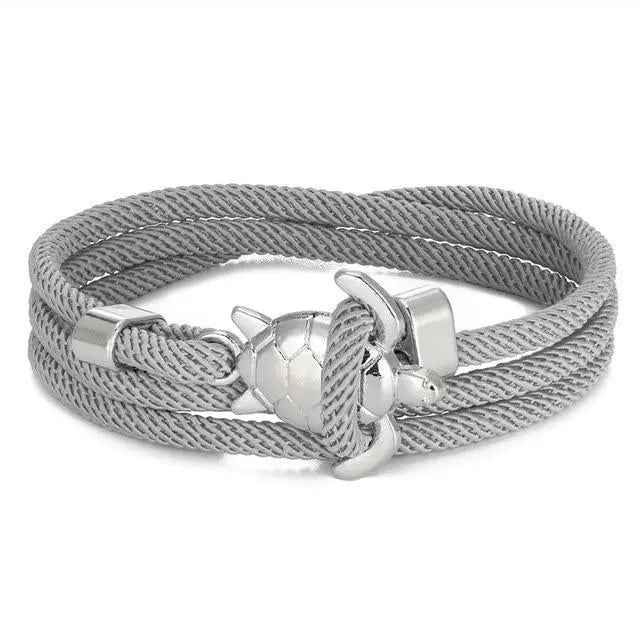 Silver Cord Bracelet Fionnuala with Sea Turtle