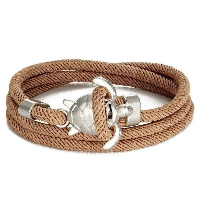 Silver Cord Bracelet Fionnuala with Sea Turtle
