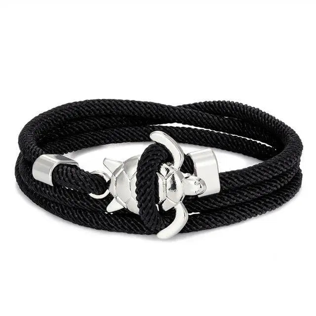 Silver Cord Bracelet Fionnuala with Sea Turtle