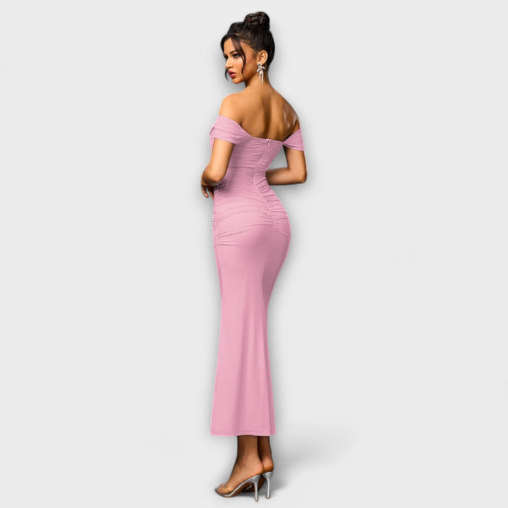 Ione - Braunes Off-Shoulder-Bodycon-Kleid
