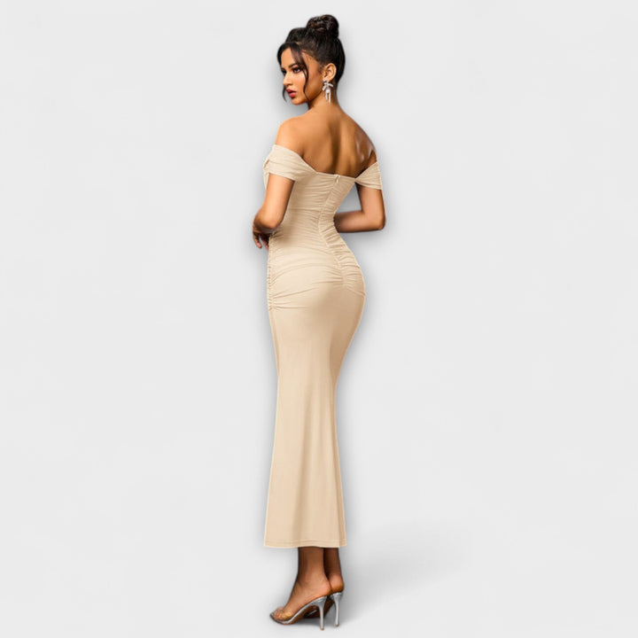 Ione - Braunes Off-Shoulder-Bodycon-Kleid