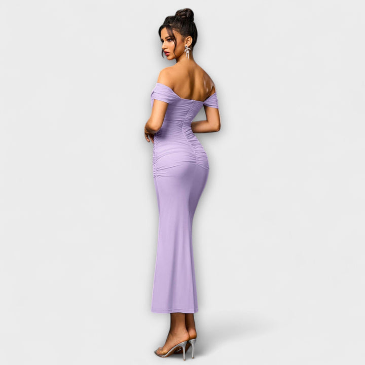 Ione - Braunes Off-Shoulder-Bodycon-Kleid