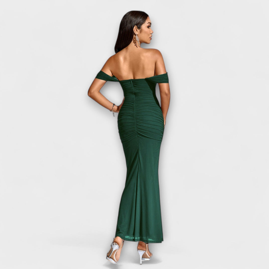 Ione - Braunes Off-Shoulder-Bodycon-Kleid