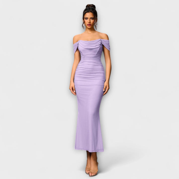 Ione - Braunes Off-Shoulder-Bodycon-Kleid