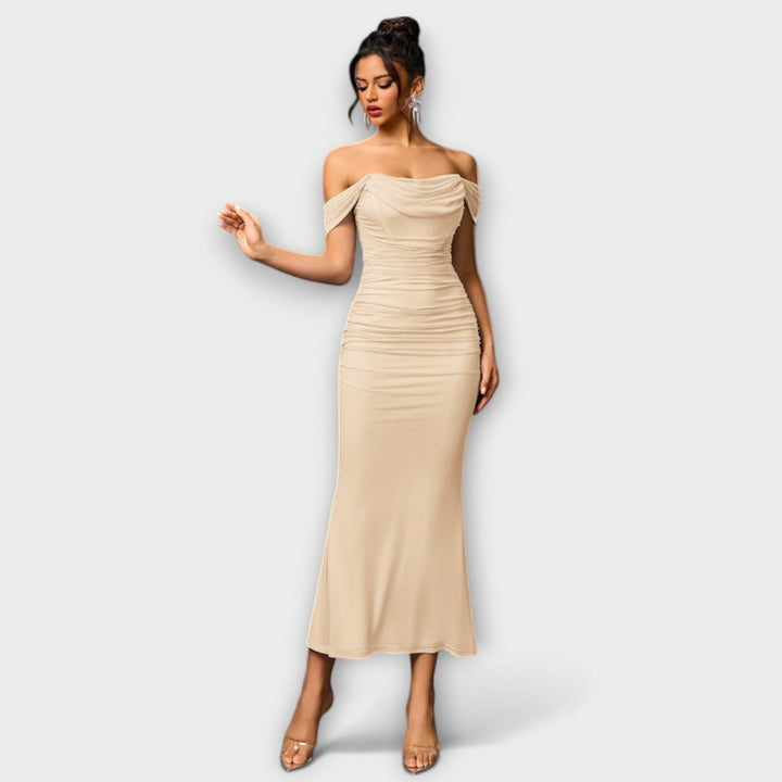 Ione - Braunes Off-Shoulder-Bodycon-Kleid
