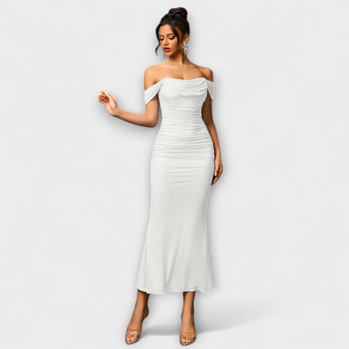Ione - Braunes Off-Shoulder-Bodycon-Kleid